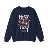 Move With Flow Breakdance Graphic Unisex Heavy Blend Crewneck Sweatshirt Hip Hop Streetwear Dance Rhythm Pullover