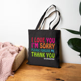 Ho’oponopono Tote Bag Cotton Canvas Hawaiian Healing Design I Am Sorry Forgive Me I Love You Thank You Spiritual Affirmation Durable Reusable Eco Friendly Carry Bag