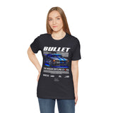 Bullet Blue Street Racing Artwork Unisex Heavy Cotton Tee High Performance Inspired Graphic Shirt For Car Lovers And Urban Streetwear Fans