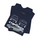 Cyber Truck Tesla Futuristic Electric Pickup Blueprint Art Unisex Heavy Cotton Tee Bold Streetwear Graphic Shirt For Car Lovers And Tech Enthusiasts