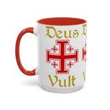 Deus Vult Accent Coffee Mug 11oz 15oz Red Cross Knight Crusader Ceramic Cup Bold Medieval Design Christian Symbol Faith Inspired Coffee Tea Gift Drinkware
