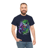 Vibrant Comic-Symbiotic Madness Unisex Heavy Cotton Tee Bold Gothic Streetwear Dark Psychological Art Design Intense Graphic Statement Shirt for Visionaries and Creators