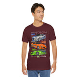 Street Racing Trio JDM Cars Graphic Unisex Heavy Cotton Tee for Drift Fans Performance Lovers and Streetwear Enthusiasts