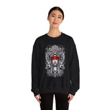 Mystic Warrior Goddess Unisex Sweatshirt Bold Monochrome Tribal Design Sacred Feminine Energy Gothic Art Streetwear Perfect for Festivals Winter Comfort and Everyday Style
