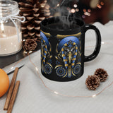 Eye Of Eternity Mug Egyptian Owl Pharaoh Design Gold And Blue Ceramic Mug Spiritual Morning Energy Cup For Focus, Calm, And Creative Awakening