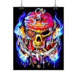 Flaming Pirate Skull Matte Vertical Poster Bold Gothic Nautical Wall Art Fiery Skull And Anchor Design For Dark Fantasy Lovers Metalcore Fans Artists And Biker Decor