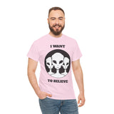 I Want To Believe Alien Unisex T Shirt Vintage UFO Graphic Tee Extraterrestrial Space Themed Sci Fi Paranormal Conspiracy Inspired Streetwear Top