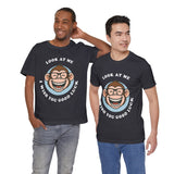 Smiling Monkey Cartoon Good Luck Design Unisex Heavy Cotton Tee Funny Cute Graphic Shirt Positive Vibes Humor Artwork Casual Wear Gift For Friends