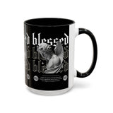 Blessed Angel Statue Graphic Accent Coffee Mug 11oz 15oz Gothic Streetwear Aesthetic Spiritual Artistic Ceramic Drinkware