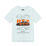 Orange Retro JDM Inspired Sports Coupe Blueprint Unisex Heavy Cotton Tee Street Racing Art Shirt for Car Lovers Daily Wear