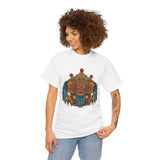 Kala Bhairav Mask Graphic T Shirt Mythical Cultural Warrior Spirit Inspired Tee Tribal Festival Art Streetwear Heavy Cotton Top