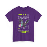 The Charmer Unisex Heavy Cotton Tee Futuristic Butterfly Graphic Streetwear Neon Cyber Aesthetic Artistic Fashion Statement T Shirt