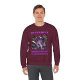 Butterfly Holographic Unisex Heavy Blend Crewneck Sweatshirt Graphic Pullover Black Streetwear Where Elegance Takes Flight Trendy Aesthetic Fashion Outfit