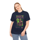 Ruler of the Sea Poseidon Unisex Heavy Cotton Tee Greek Mythology Statue Graphic Gothic Streetwear Bold Artistic Fashion T Shirt