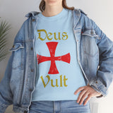 Unisex Deus Vult T Shirt Medieval Crusader Cross Graphic Tee Warrior Knight Inspired Vintage Christian Symbol Heavy Cotton Streetwear