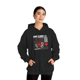 Heart Flower Graphic Hoodie Comfortable Unisex Heavy Blend Sweatshirt Bold Red and Black Floral Heart Design Streetwear Symbol of Love Strength and Vitality Perfect Gift for Friends Birthdays Cozy Days and Casual Wear