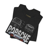 Porsche 911 GT3 RS Technical Blueprint Inspired Illustrated Racing Car Graphic T Shirt High Performance Motorsport Engineering Streetwear Unisex Heavy Cotton Tee Gift For Car Enthusiasts