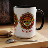 Kathakali Accent Coffee Mug 11oz 15oz Kerala India Classical Dance Art Face Ceramic Cup Cultural Heritage South Indian Folk Design Traditional Festival Gift