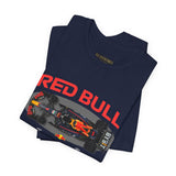 Formula One Style Open Wheel Racing Car Overhead Graphic Unisex Tee Motorsport Performance Streetwear Inspired By Red Bull Racing Colors High Speed Track Culture Design For Racing Fans
