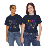 Yoga Graphic Unisex T Shirt Colorful Pose Typography Tee Spiritual Mindfulness Meditation Fitness Lifestyle Heavy Cotton Top for Men and Women