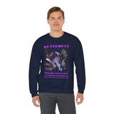Butterfly Holographic Unisex Heavy Blend Crewneck Sweatshirt Graphic Pullover Black Streetwear Where Elegance Takes Flight Trendy Aesthetic Fashion Outfit