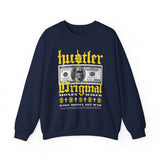 Hustler Original Money Maker Unisex Heavy Blend Crewneck Sweatshirt Streetwear Graphic Bold Dollar Bill Print Motivational Entrepreneur Pullover