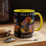Blooms Person Accent Coffee Mug 11oz 15oz Abstract Floral Head Artistic Colorful Modern Creative Design Black White Ceramic Tea Cup Streetwear Inspired Artistic Fashion Drinkware