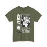 Universe Beyond The Cosmos Unisex Heavy Cotton Tee Graphic Black T Shirt Skeleton Hand Space Infinity Streetwear Futuristic Sci Fi Artistic Fashion Outfit