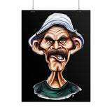 Grumpy Street Legend Poster Bold Comic Art Print Expressive Urban Character Artwork Vibrant Caricature Design Perfect for Bedroom, Studio, or Office Wall Décor Gift for Art Lovers and Street Culture Fans