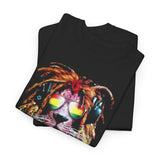 Rasta Lion Unisex Heavy Cotton Tee Bold Reggae Vibes Artistic Lion Headphones Design Cool Jamaican Streetwear Graphic TShirt Symbol of Strength Music and Freedom by KLASSORO