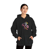 Snapshot of Madness Unisex Heavy Blend Hooded Sweatshirt Dark Comic Art Streetwear Design Bold Neon Graphic Hoodie Soft Fleece Comfort Wearable Art for Artists Dreamers and Creative Minds