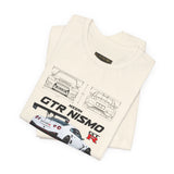 White Track Racing Blueprint Artwork Unisex Heavy Cotton Tee High Performance Inspired Streetwear Graphic Shirt For Car Lovers And Speed Enthusiasts