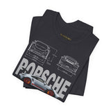 Porsche 911 GT3 RS Technical Blueprint Inspired Illustrated Racing Car Graphic T Shirt High Performance Motorsport Engineering Streetwear Unisex Heavy Cotton Tee Gift For Car Enthusiasts
