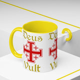 Deus Vult Accent Coffee Mug 11oz 15oz Red Cross Knight Crusader Ceramic Cup Bold Medieval Design Christian Symbol Faith Inspired Coffee Tea Gift Drinkware