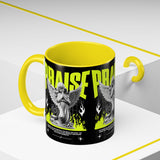 Praise Angel Statue Graphic Ceramic Mug Gothic Spiritual Coffee Tea Cup Bold Streetwear Design