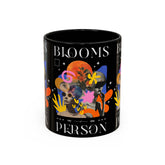 Blooms Person Accent Coffee Mug 11oz 15oz Abstract Floral Head Artistic Colorful Modern Creative Design Black White Ceramic Tea Cup Streetwear Inspired Artistic Fashion Drinkware