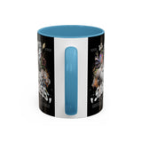 Sadness Statue Accent Coffee Mug 11oz 15oz Two Tone Ceramic Gothic Art Cup with Butterfly and Flame Design