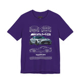 Mercedez Benz AGM Aggressive Silver Widebody Supercar Blueprint Unisex Heavy Cotton Tee Performance Street Machine Graphic Shirt For Car Lovers And Gearheads