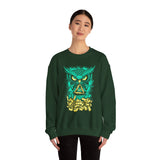 The Watcher Owl All Seeing Wisdom Unisex Heavy Blend Crewneck Sweatshirt Neon Mystic Streetwear Sweatshirt With Geometric Owl Symbol Futuristic Glow Design For Visionaries Creators And Spiritual...