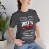 Red High Performance Muscle Coupe Blueprint Unisex Heavy Cotton Tee Retro Car Art Streetwear Gift for Gearheads Daily Wear Car Lovers Apparel