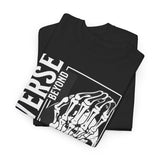 Universe Beyond The Cosmos Unisex Heavy Cotton Tee Graphic Black T Shirt Skeleton Hand Space Infinity Streetwear Futuristic Sci Fi Artistic Fashion Outfit