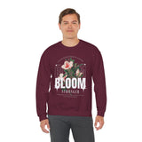 Bloom Stronger Floral Graphic Crewneck Comfortable Unisex Sweatshirt Motivational Streetwear Inspirational Empowerment Design for Self Growth Resilience Perfect Gift for Friends Birthdays Cozy Days...