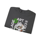 Collage Art Unisex Heavy Blend Crewneck Sweatshirt Graphic Pullover Black Abstract Modern Nature Inspired Futuristic Streetwear Creative Artistic Fashion Outfit
