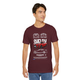 Shelby Red High Performance Muscle Coupe Blueprint Unisex Heavy Cotton Tee Retro Car Art Streetwear Gift for Gearheads Daily Wear Car Lovers Apparel