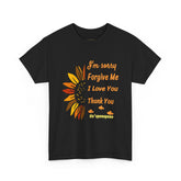 Ho’oponopono Sunflower Unisex T Shirt Healing Affirmation Tee Spiritual Gratitude Mindfulness Inspired Positive Energy Heavy Cotton Graphic Top