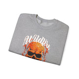 Wildfire Skull Flames Unisex Heavy Blend Crewneck Sweatshirt Gothic Inferno Graphic Bold Streetwear Motivational Statement Pullover
