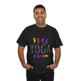 Yoga Graphic Unisex T Shirt Colorful Pose Typography Tee Spiritual Mindfulness Meditation Fitness Lifestyle Heavy Cotton Top for Men and Women