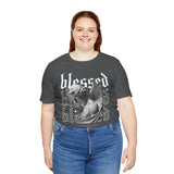 Blessed Angel Statue Graphic Unisex Jersey Short Sleeve Tee Gothic Streetwear Aesthetic Spiritual Bold Artistic Fashion T Shirt