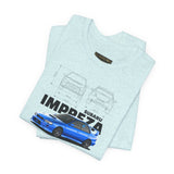 Blue Rally Inspired Performance Sedan Artwork Unisex Heavy Cotton Tee High Speed Streetwear Graphic Shirt For Car Enthusiasts And Automotive Art Lovers