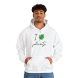 I Love Plants Hoodie Unisex Heavy Blend Sweatshirt Eco Friendly Botanical Leaf Design Gardening Nature Lover Sustainable Green Living Gift Pullover